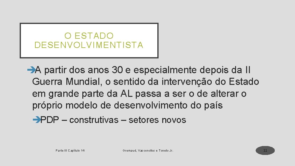 O ESTADO DESENVOLVIMENTISTA èA partir dos anos 30 e especialmente depois da II Guerra O ESTADO DESENVOLVIMENTISTA èA partir dos anos 30 e especialmente depois da II Guerra