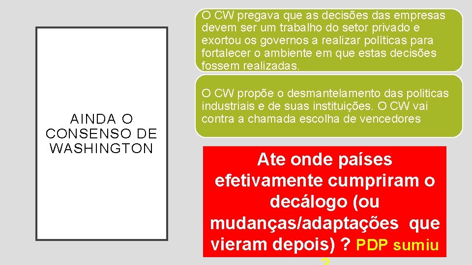 O CW pregava que as decisões das empresas devem ser um trabalho do setor