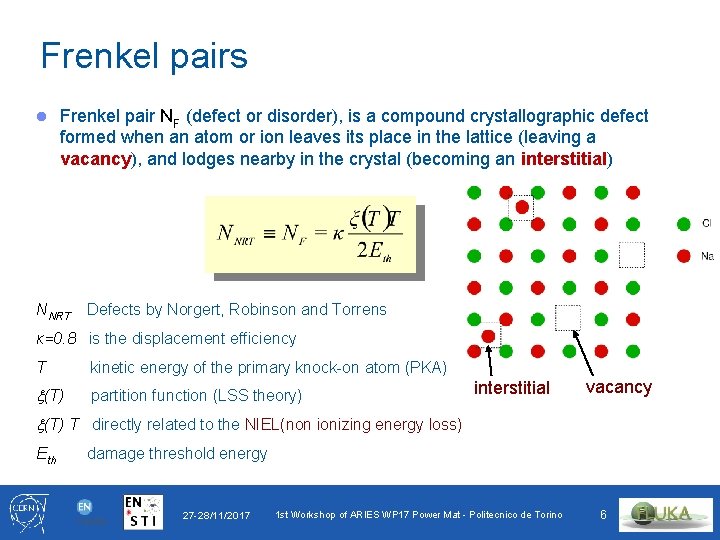 Frenkel pairs Frenkel pair NF (defect or disorder), is a compound crystallographic defect formed