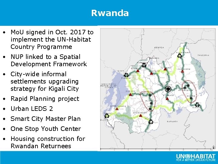 Rwanda • Mo. U signed in Oct. 2017 to implement the UN-Habitat Country Programme