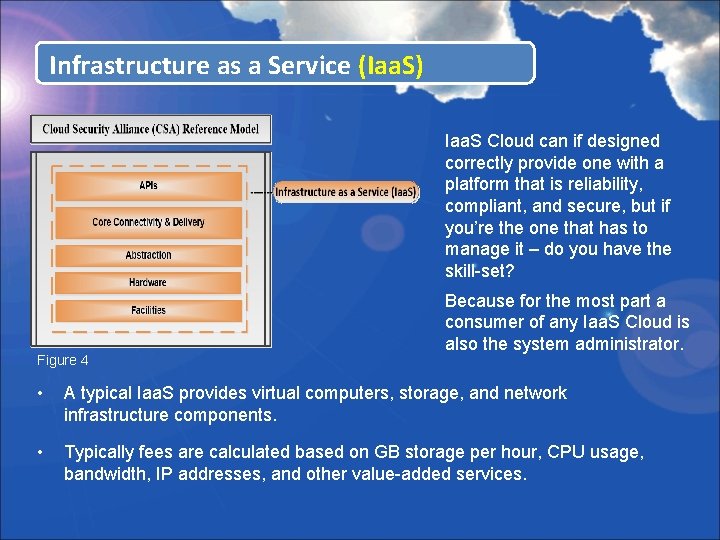 Infrastructure as a Service (Iaa. S) Iaa. S Cloud can if designed correctly provide
