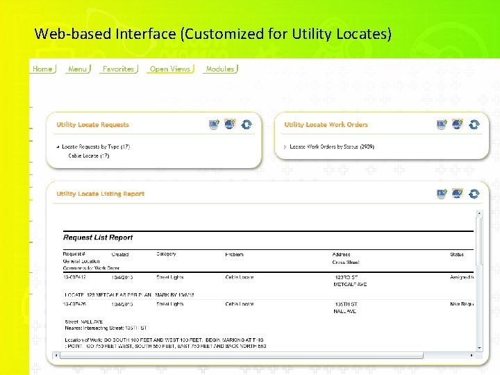 Web-based Interface (Customized for Utility Locates) 