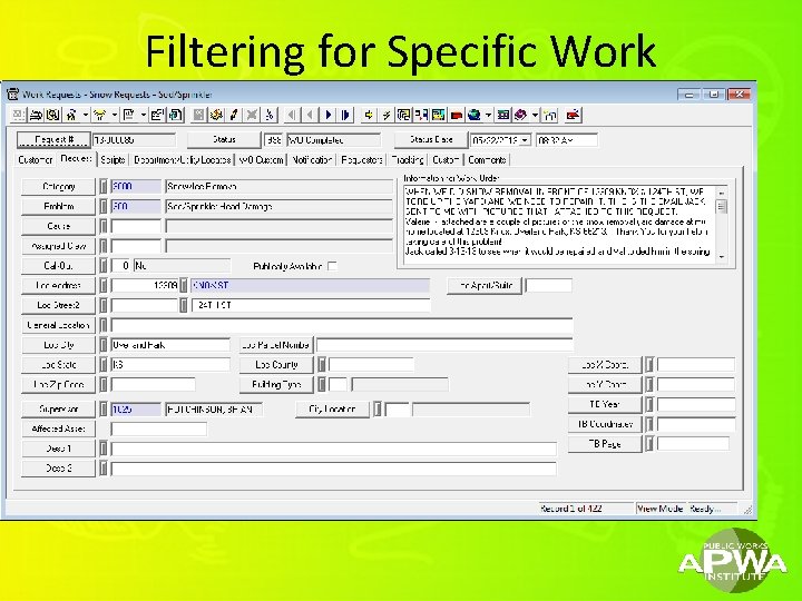 Filtering for Specific Work 