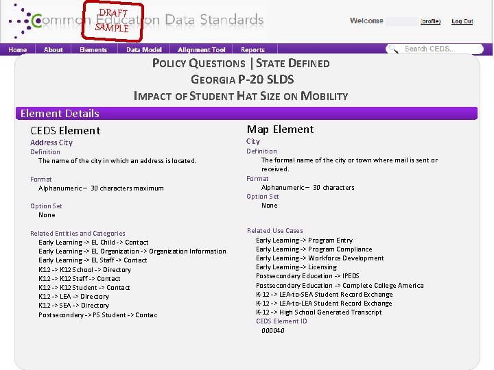 DRAFT SAMPLE POLICY QUESTIONS | STATE DEFINED GEORGIA P-20 SLDS IMPACT OF STUDENT HAT