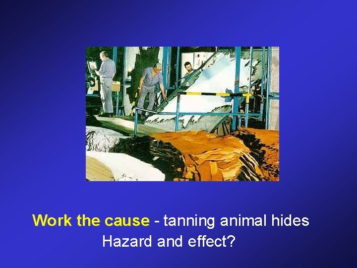 Work the cause - tanning animal hides Hazard and effect? 