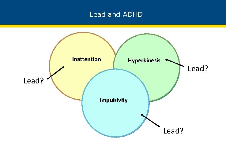 Lead and ADHD Inattention Hyperkinesis Lead? Impulsivity Lead? 