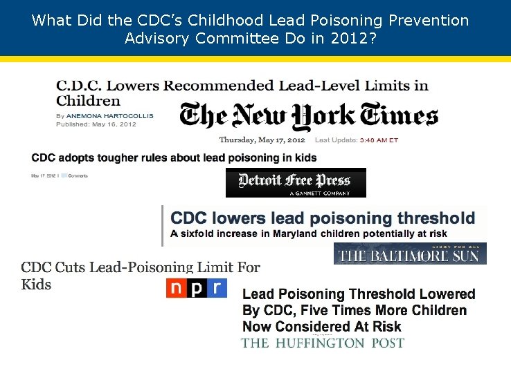 What Did the CDC’s Childhood Lead Poisoning Prevention Advisory Committee Do in 2012? 