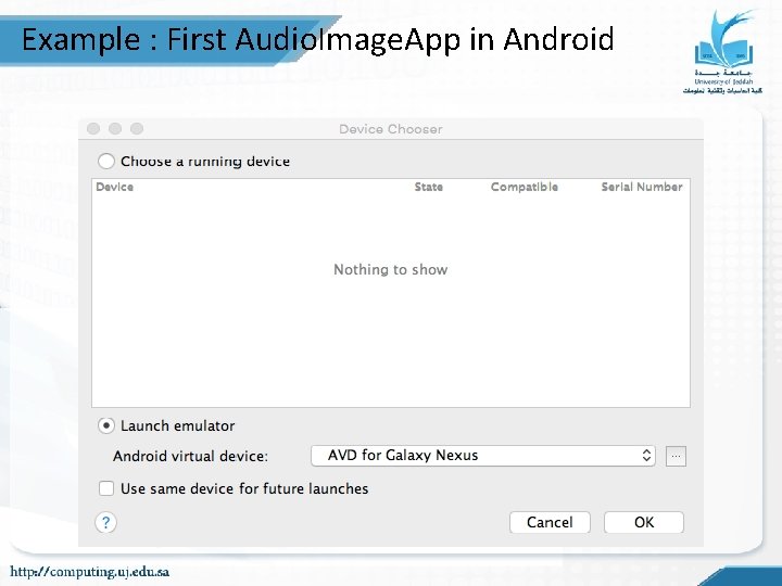 Example : First Audio. Image. App in Android Example : First Audio. Image. App in Android