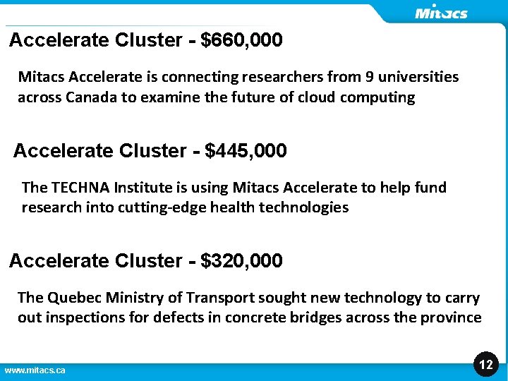 Accelerate Cluster - $660, 000 Mitacs Accelerate is connecting researchers from 9 universities across Accelerate Cluster - $660, 000 Mitacs Accelerate is connecting researchers from 9 universities across