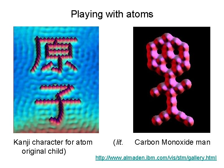 Playing with atoms Kanji character for atom original child) (lit. Carbon Monoxide man http: