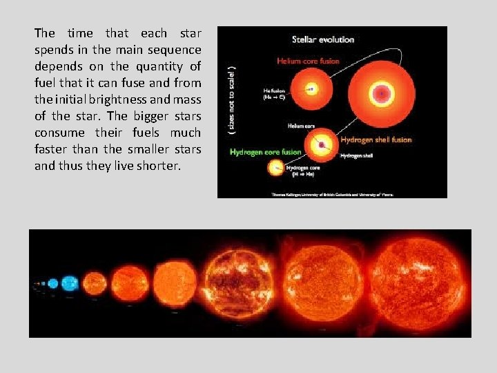 The time that each star spends in the main sequence depends on the quantity