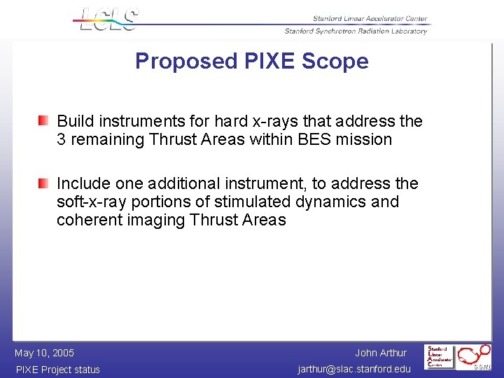 Proposed PIXE Scope Build instruments for hard x-rays that address the 3 remaining Thrust