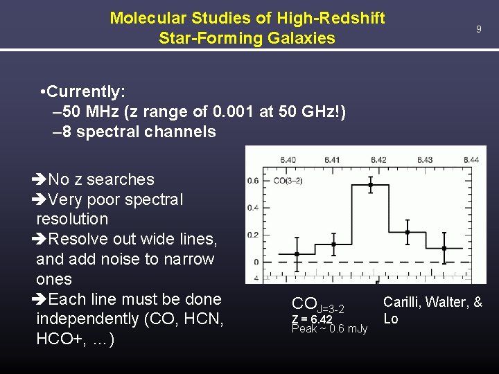 Molecular Studies of High-Redshift Star-Forming Galaxies 9 • Currently: – 50 MHz (z range