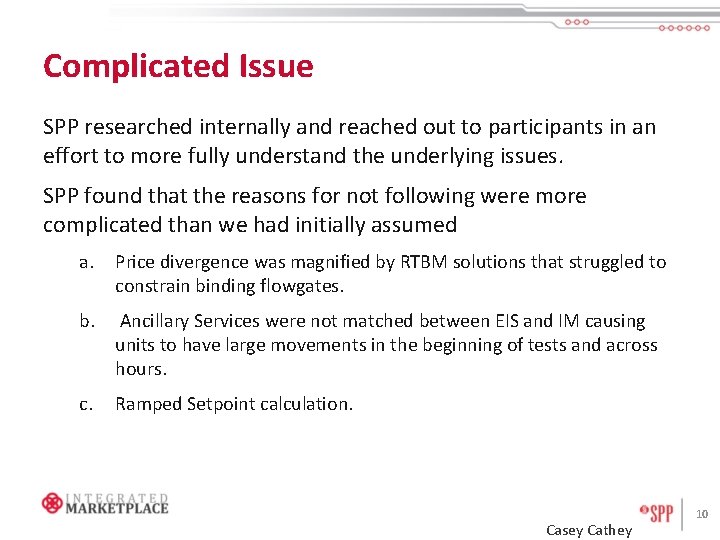 Complicated Issue SPP researched internally and reached out to participants in an effort to