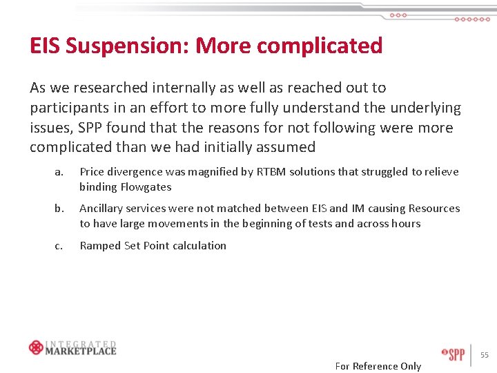 EIS Suspension: More complicated As we researched internally as well as reached out to