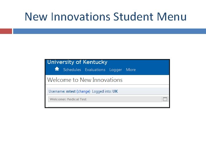 New Innovations Student Menu 