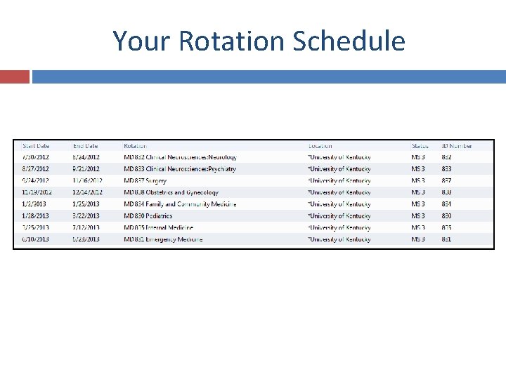 Your Rotation Schedule 