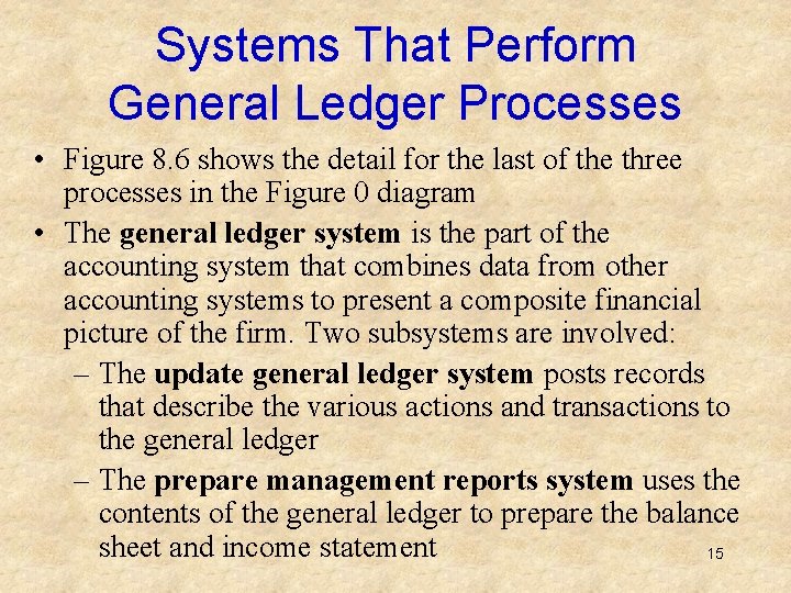 Systems That Perform General Ledger Processes • Figure 8. 6 shows the detail for