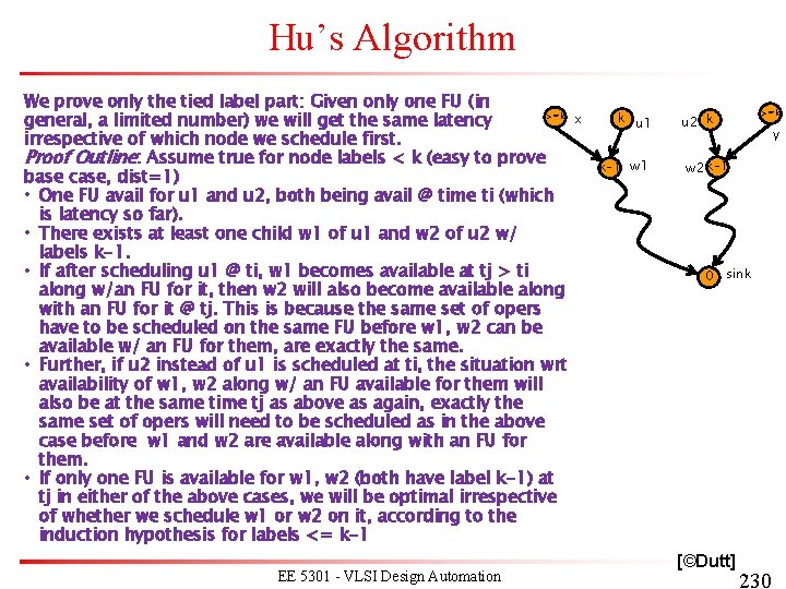Hu’s Algorithm We prove only the tied label part: Given only one FU (in Hu’s Algorithm We prove only the tied label part: Given only one FU (in