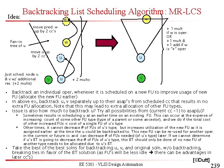 Idea: Backtracking List Scheduling Algorithm: MR-LCS w w move pred. w up by 2 Idea: Backtracking List Scheduling Algorithm: MR-LCS w w move pred. w up by 2