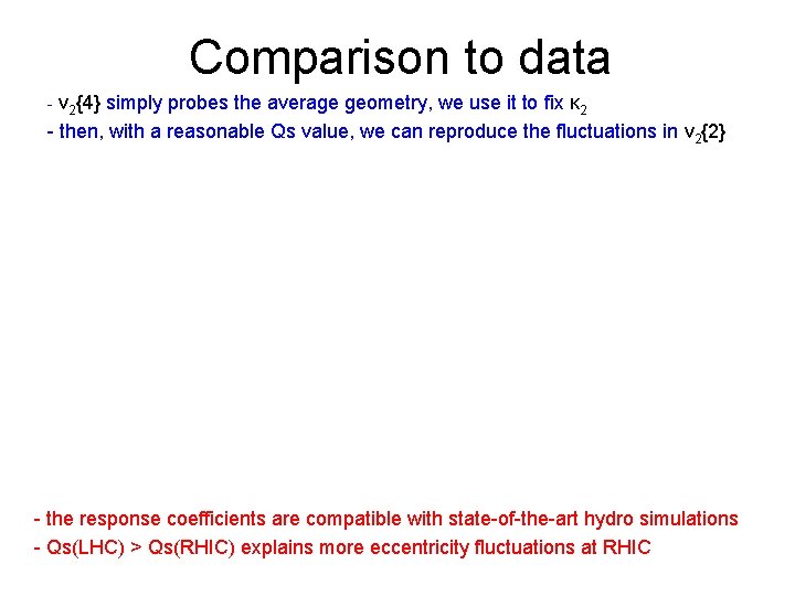 Comparison to data - v 2{4} simply probes the average geometry, we use it