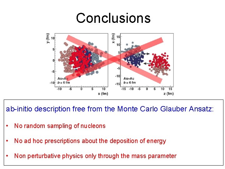 Conclusions ab-initio description free from the Monte Carlo Glauber Ansatz: • No random sampling