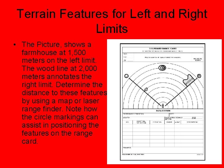 Terrain Features for Left and Right Limits • The Picture, shows a farmhouse at