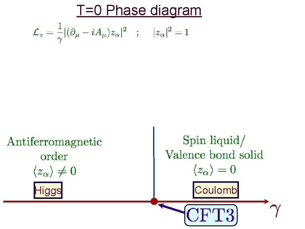 T=0 Phase diagram Higgs Coulomb 