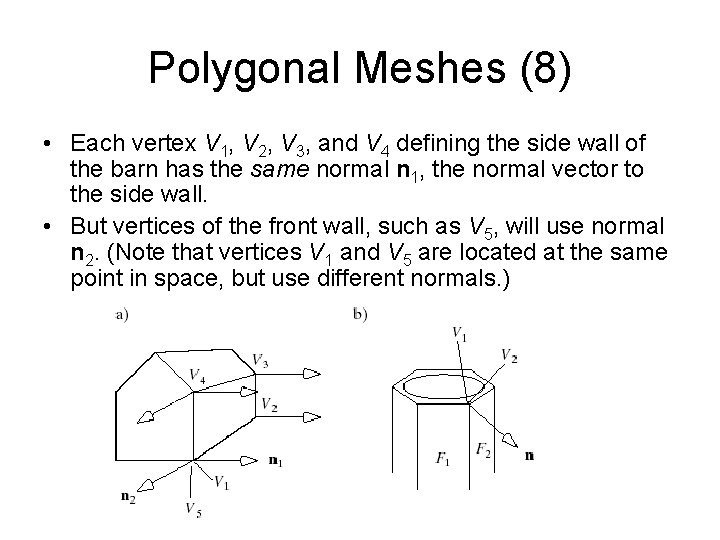 Polygonal Meshes (8) • Each vertex V 1, V 2, V 3, and V Polygonal Meshes (8) • Each vertex V 1, V 2, V 3, and V