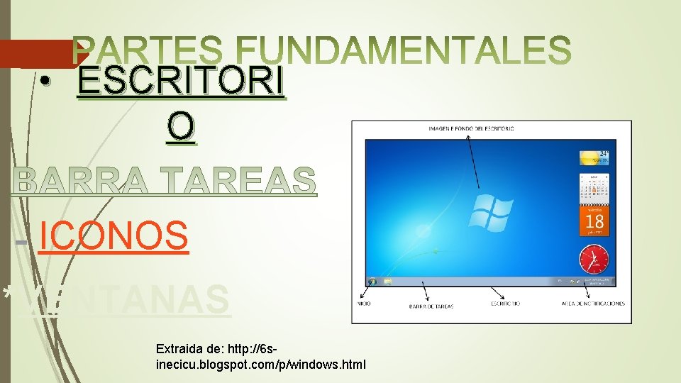  • ESCRITORI O ICONOS *VENTANAS Extraida de: http: //6 sinecicu. blogspot. com/p/windows. html