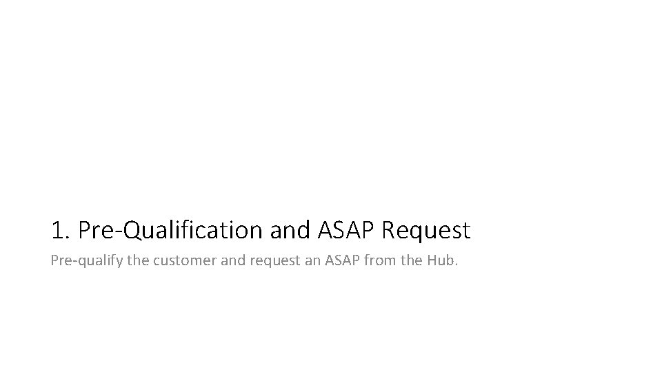 1. Pre-Qualification and ASAP Request Pre-qualify the customer and request an ASAP from the