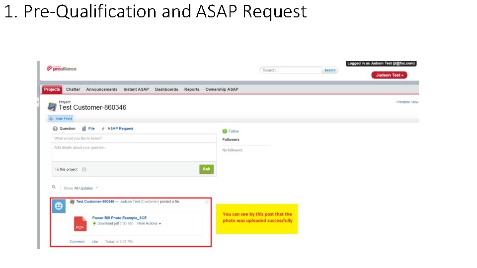 1. Pre-Qualification and ASAP Request 