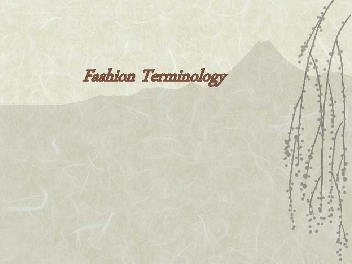 Fashion Terminology 