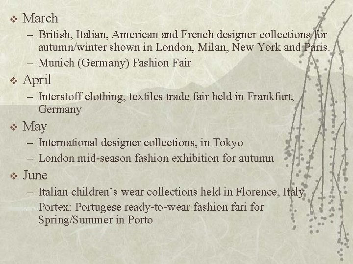 v March – British, Italian, American and French designer collections for autumn/winter shown in v March – British, Italian, American and French designer collections for autumn/winter shown in