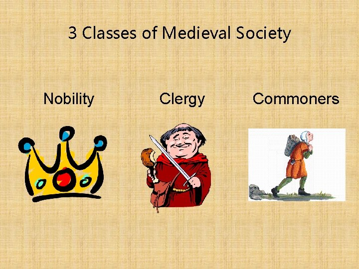 3 Classes of Medieval Society Nobility Clergy Commoners 