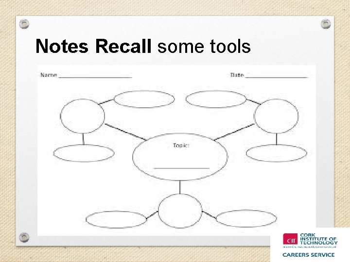 Notes Recall some tools 