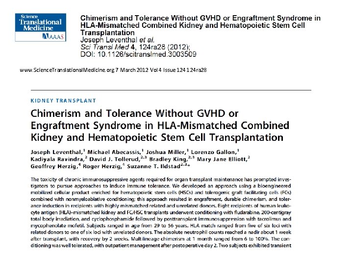 www. Science. Translational. Medicine. org 7 March 2012 Vol 4 Issue 124 ra 28