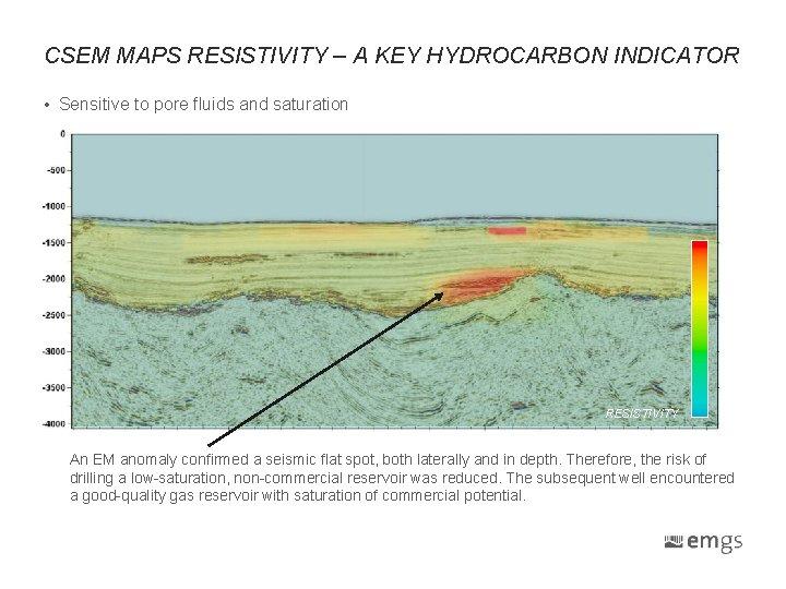 CSEM MAPS RESISTIVITY – A KEY HYDROCARBON INDICATOR • Sensitive to pore fluids and CSEM MAPS RESISTIVITY – A KEY HYDROCARBON INDICATOR • Sensitive to pore fluids and