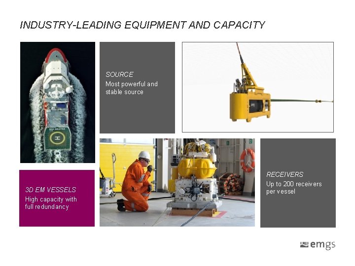 INDUSTRY-LEADING EQUIPMENT AND CAPACITY SOURCE Most powerful and stable source 3 D EM VESSELS INDUSTRY-LEADING EQUIPMENT AND CAPACITY SOURCE Most powerful and stable source 3 D EM VESSELS