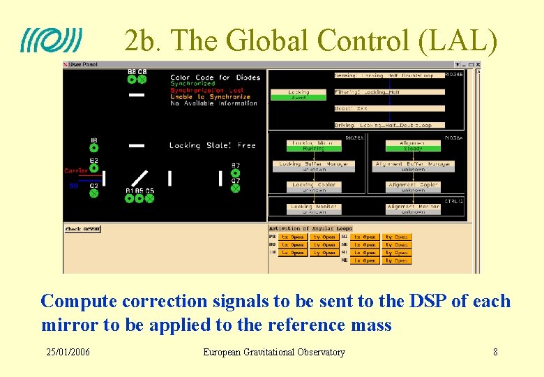 2 b. The Global Control (LAL) Compute correction signals to be sent to the