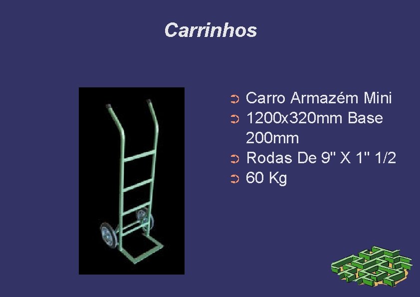 Carrinhos Carro Armazém Mini ➲ 1200 x 320 mm Base 200 mm ➲ Rodas