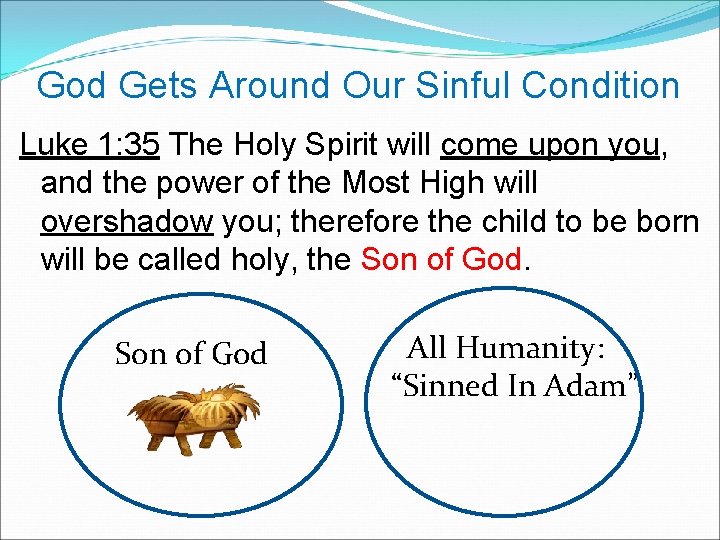  God Gets Around Our Sinful Condition Luke 1: 35 The Holy Spirit will