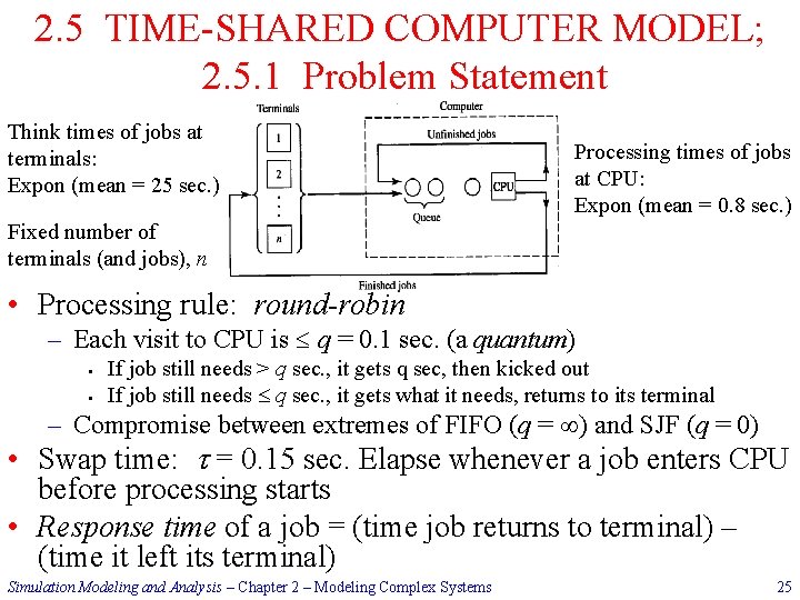 2. 5 TIME-SHARED COMPUTER MODEL; 2. 5. 1 Problem Statement Think times of jobs