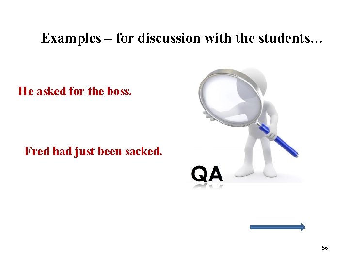 Examples – for discussion with the students… He asked for the boss. Fred had