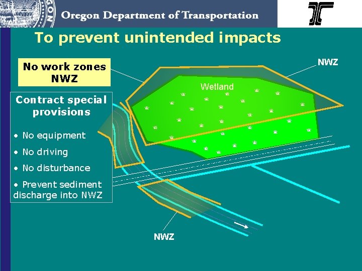 To prevent unintended impacts NWZ No work zones NWZ Wetland Contract special provisions •