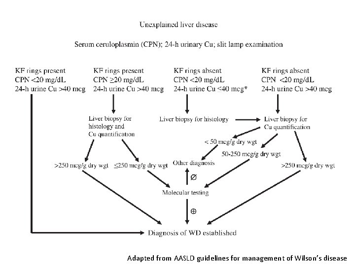 Adapted from AASLD guidelines for management of Wilson’s disease 