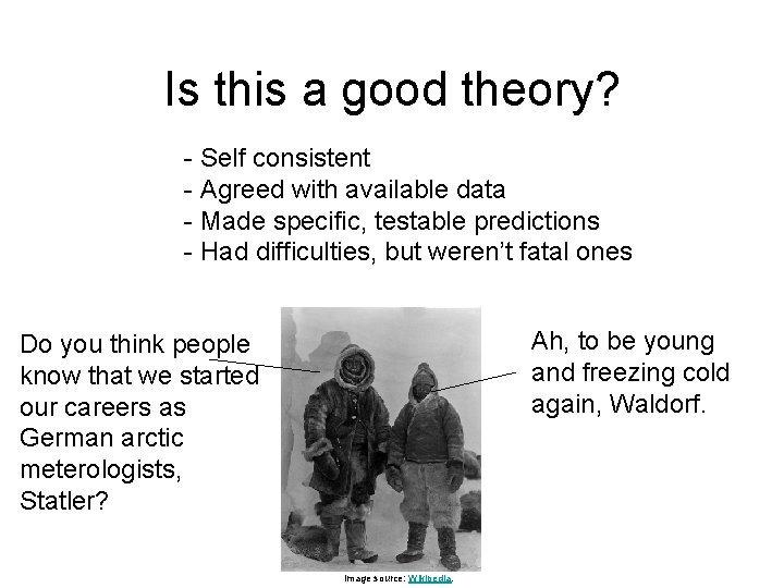 Is this a good theory? - Self consistent - Agreed with available data -
