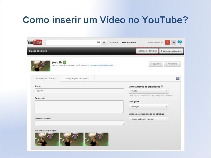 Como inserir um Vídeo no You. Tube? 