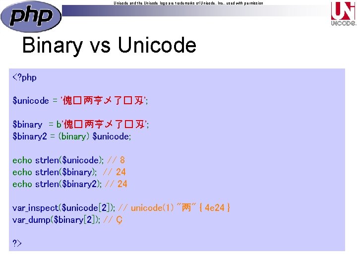 Unicode and the Unicode logo are trademarks of Unicode, Inc. , used with permission