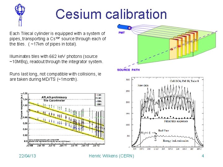 Cesium calibration Each Tilecal cylinder is equipped with a system of pipes, transporting a